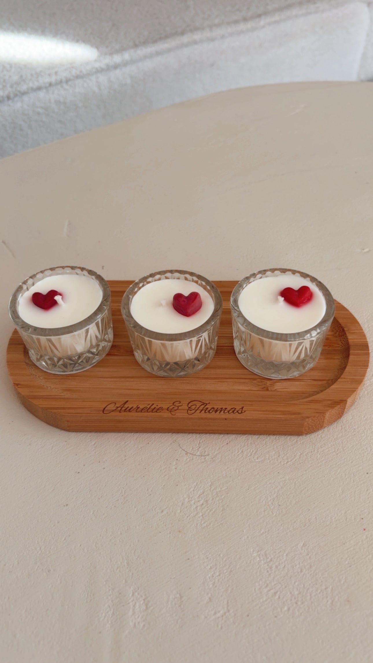 Coffret de 3 bougies parfumées - Plateau personnalisé